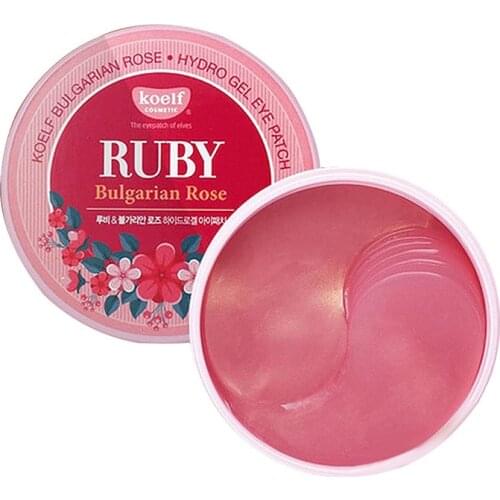 Korea Cosmetic original PETITFEE KOELF Ruby & Bulgarian Rose Hydro Gel Eye Mask Patch 60 pcs Moisturizes Twinkling Skin Eye Mask
