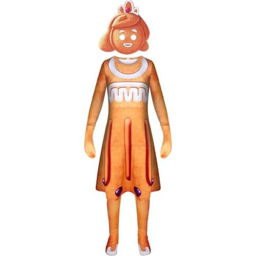Gingerbread Man Halloween Girl Costume Jumpsuit Anime Clothes for Kids Carnival Halloween Costume Dress Female