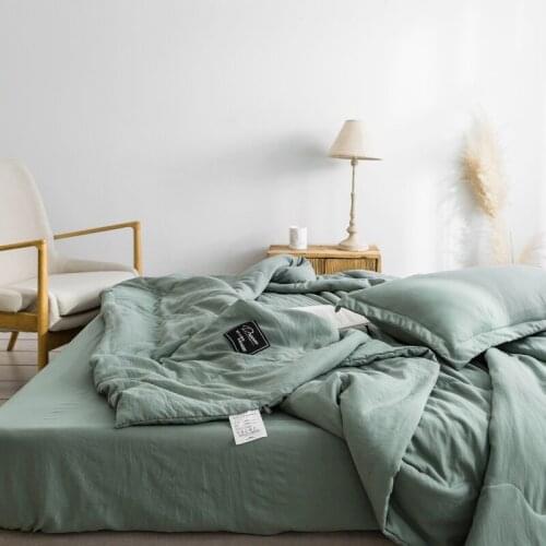 Plaid Summer Air Conditioning Comforter Skin-friendly Wash Cool Thin Quilt Breathable Comfortable Simple Blanket For Adults