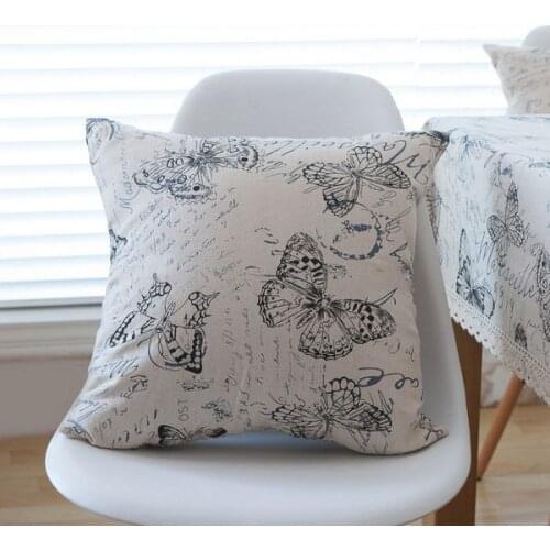 HOT Butterfly Print Cushion Cover Decorative Sofa car covers Cotton Pillow Case capa de almofada housse de coussin BZT-48