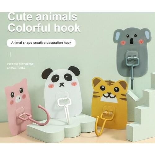 Cute Animal Hook Bathroom Kitchen Cute Cartoon No Hole Large Hook Viscose Coat Hook