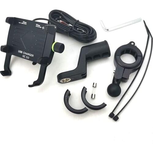 Motorcycle Phone Holder Aluminium Mount QC3.0 Fast USB Charger IP66