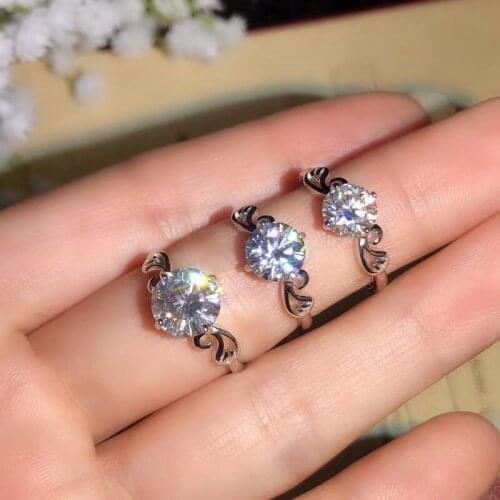 Moissanite, fire colour super beautiful, 1 carat and 2 carat 925 sterling silver simple style