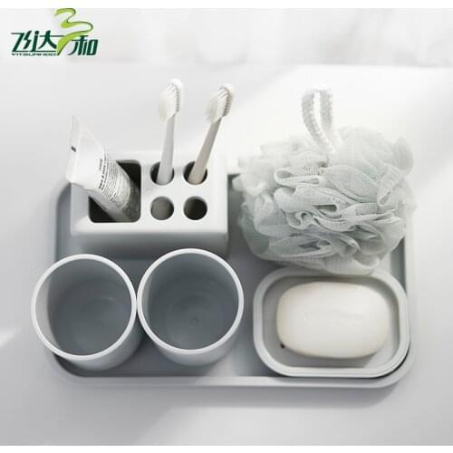 6 Piece Plastic Bath Accessory Bathroom Set, Toothbrush Holder, Cup Holder, Soap Dish, Bath Ball, tray N1135