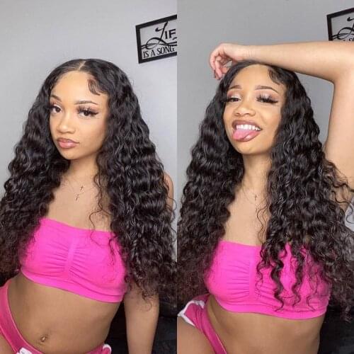 Deep Wave Closure Wig Human Hair Lace Closure Wigs Brazilian Lace Wig Pre Plucked Bleached Knots Wigs Remy 4x4 Lace Closure Wig