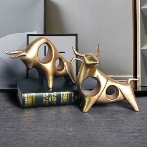 Resin Ornaments Solid Color Bull Craftwork Decorative Desktop Decors for Home Office Shops Nordic Ornaments