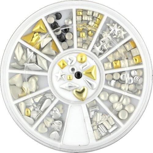 A Variety of Customized Mixed Gold and Silver Metal Sheet Manicure Jewelry Nail Patch 360pcs/piece 3D nail