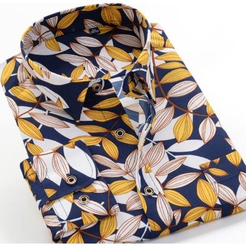 Large Size 7XL 8XL 9XL 10XL 2020 Spring and Autumn Printed Long-sleeved Shirt Mens Fashion Classic Flower Shirt 13 Color Choice