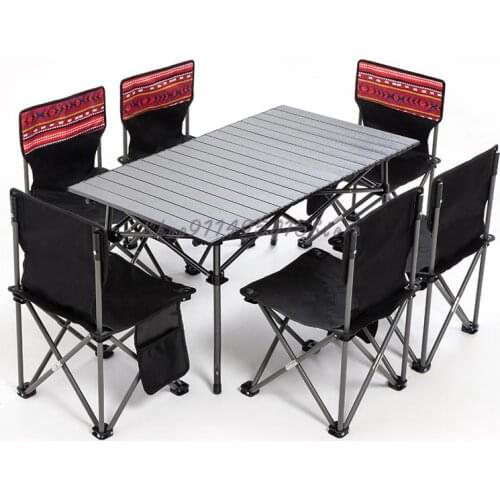 Folding Table And Chair Outdoor Portable Light Picnic Table And Chair Self Driving Outdoor Aluminum Alloy Barbecue Camping Table