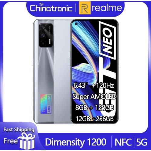 New realme GT Neo 8GB 128GB 5G Mobile Phone Dimensity 1200 Octa Core 6.43"120Hz Super AMOLED 50W Fast Charge 64MP WIFI6 NFC
