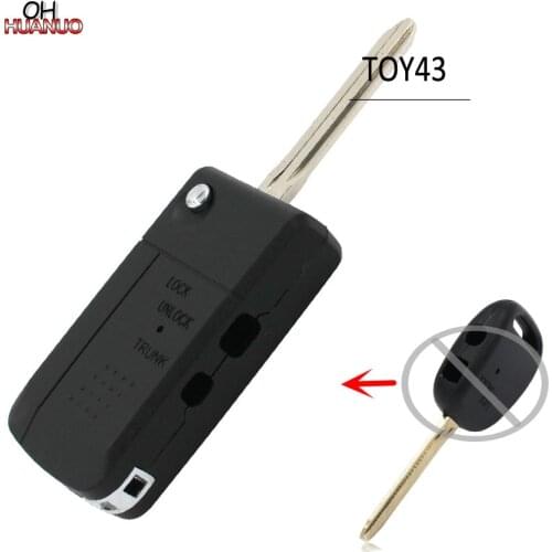 Replacement Modified Folding flip Remote Key Shell Side 2 Button key case fob For Toyota Length 45mm TOY43 blade