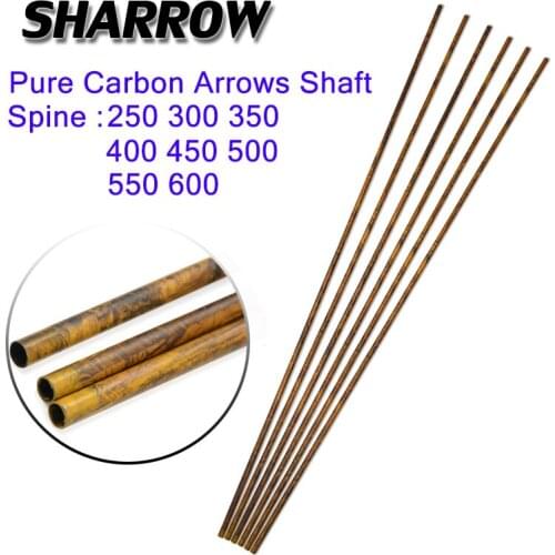 6/12pc Pure Carbon Arrows Shaft Camouflage ID 6.2mm 250/300/350/400/450/500/550/600 Spine DIY Hunting Bow And Arrow Accessories