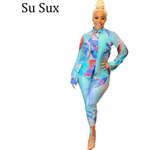 Casual Pant Suits Tracksuit Women Shirt Sets Long Sleeve Blouse Top and Pencil Pant Outfits Sportwear Vestidos 2021 Autumn