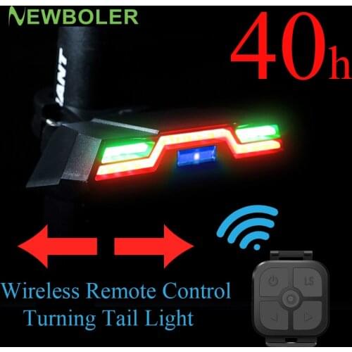 Smart Bike Light Wireless Remote Control Cycling Turning Signal Taillight USB Bicycle Rechargeable Rear Light LED Warning Lamp