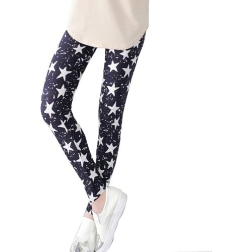 Spring New Graffiti Five-Pointed Star Print Leggings, Milk Silk Double-Sided Sanding Nine-Point Pants Wholesale