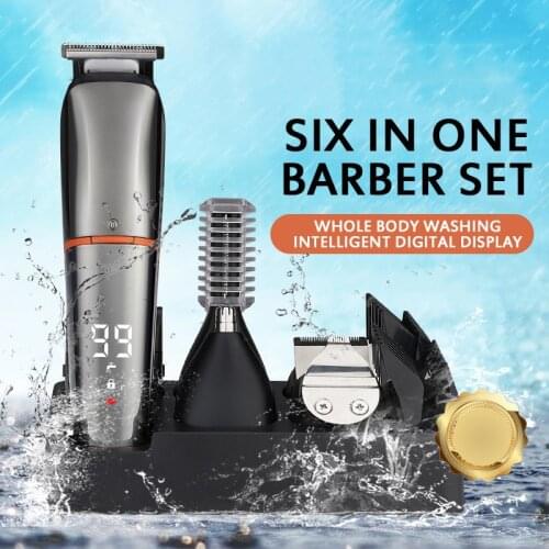 All 6 In 1 Rechargeable Hair Clipper For Men Waterproof Wireless Electric Shaver Beard Nose Ear Shaver Hair Trimmer Tools