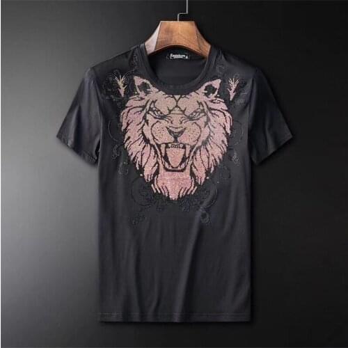 High quality 2020 new mens best selling pattern T-shirt fashion rhinestones summer short sleeves
