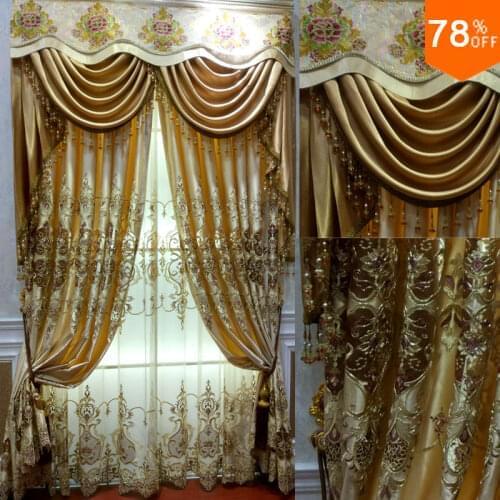Gold voile curtains Egypts Royal Luxury valance curtains for living room Bedroom curtain Dinning Room Hotel curtains and tulle