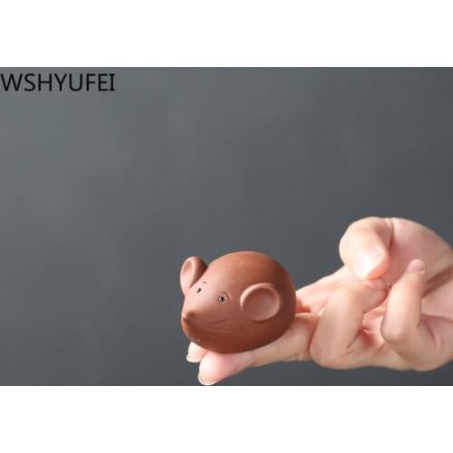 1 PCS yixing Purple Clay Tea pet Small mouse zodiac Mini Ornament Boutique Tea Accessories Crafts home tea decoration