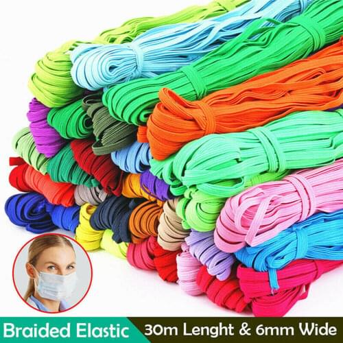 6mm 30m DIY Elastic Band Polyester Sewing Elastic Band Clothes Pants Sewing Repairing DIY Solid Color Polyester Elastic Band