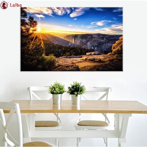 DIY Diamond Painting Natural scenery, sunset blue sky mountains diamond Embroidery 5d mosaic Diamond needlework cross stitch