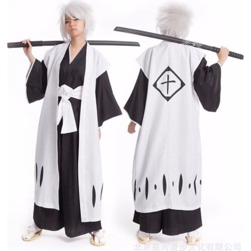 Anime Bleach Cosplay Costume Kyouraku Shunsui Kenpachi Zaraki White Cloak Coat Captain Cloak No Black Kimono