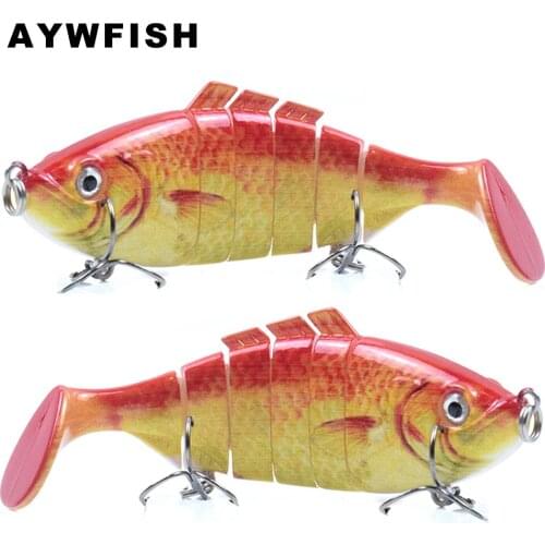 AYWFISH Jointed Swimbait 100mm 16.5g ABS Hard Plastic Body Lure with Classic Crit T Tail Sinking 6-Segmented Trout Swim Bait