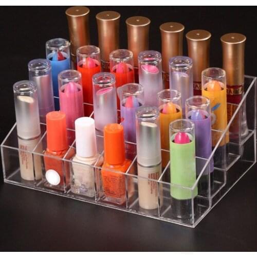 Large 1pcs Clear Acrylic 24 Lipstick Holder Stand Cosmetic Organizer Makeup CaseToiletry Kits Recommend Maquillage Makeup Case