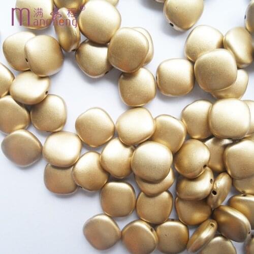 10PCS/ Lots DIY 12MM Square-Shape Gold Matte plastic Acrylic Loose beads For Making Women bracelet necklace accessories