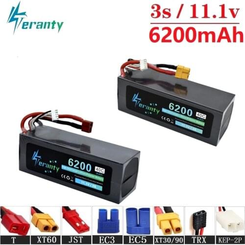 Collision Avoidance 11.1v 6200maH 40C Rechargeable Batterry For RC Drone Car Boat Quodcopter Spare Part 3s 6200mah 11.1v Battery