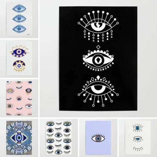 HD Home Decor Evil Eye Canvas Prints Painting Boho Mystic Poster Wall Abstract Art Modular Pictures For Bedside Background Frame