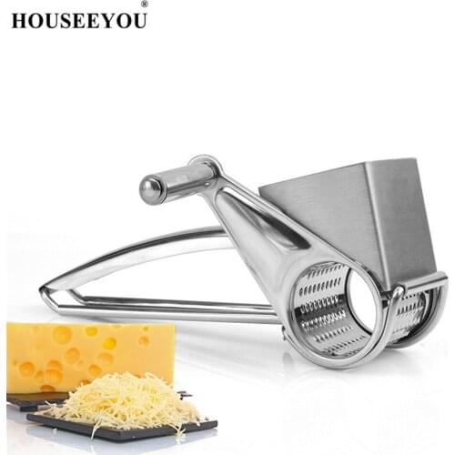 HOUSEEYOU Rotary Cheese Grater Stainless Steel Drum Hand-Cranked Cheese Tools Mill Slicer Ginger Shredder Kitchen Butter Cutter