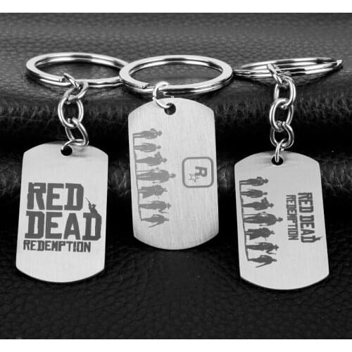 Game Red Dead Redemption 2 Keychain Stainless Steel Keyrings Chaveiro Bag Jewelry Souvenir llaveros-50
