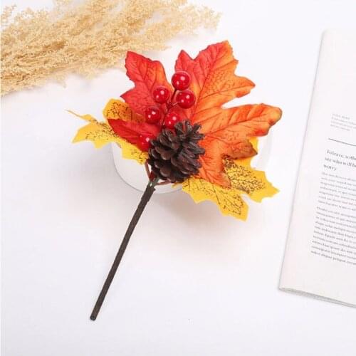 Artificial Maple Leaves Autumn Fall Pumpkin for Halloween Thanksgiving Home Kitchen Festival Table Centerpieces Decoration