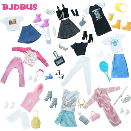 High Quality Doll Outfit Set Sale Clothes for Barbie Doll Lady Dress T-shirt Pants Skirt Boots Shoes Hat Handbags Accessories