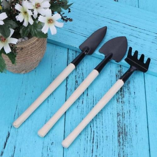 3 Pcs/set Mini Spade Shovel Harrow Flowerpot Tools Potted Plants Maintenance Wooden Handle Plant Soil Shovels Gardening Tools