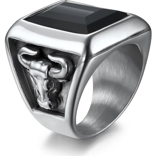Vintage Bull Head Rings Stainless Steel Animal Thumbs Up Ring for Men Father Fashion Punk Male Jewelry