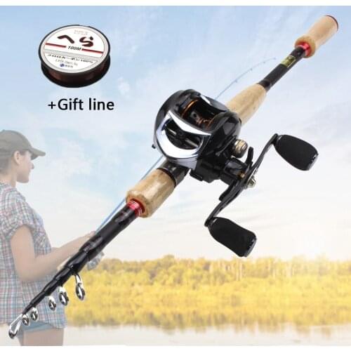 2.1M 2.4M 2.7M wooden handle Casting Rod and Casting Reels set telescopic lure rod Fishing Tackle combination lure fishing fish