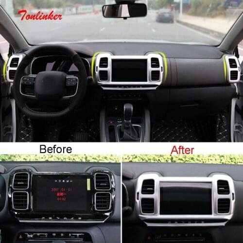 Tonlinker Interior Center Console Outlet Cover Sticker for CITROEN C5 Aircross 2018-19 Car Styling 1/2 PCS ABS Covers stickers