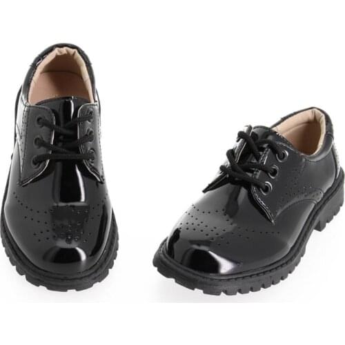 2020 New 3-5 10 15 Years Boys Shoes For School Black Party Shoe For Kids Autumn Fashion Patent Leather Dance Children Teens Shoe