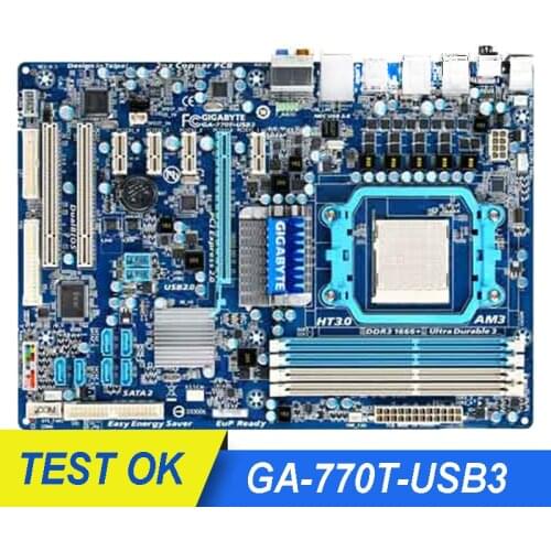 Original For Gigabyte GA-770T-USB3 Used Motherboard AMD 770 Socket AM3 DDR3 SATA2 USB3.0 770T-USB3 ATX Desktop Mainboard