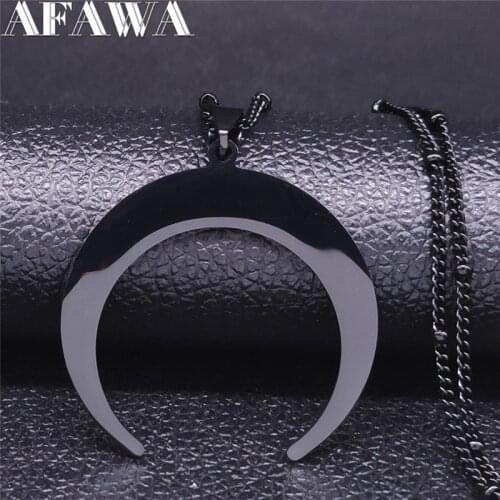Gothic Stainless Steel Moon Necklace for Women Black Color Big Neckless Jewelry collar acero inoxidable mujer N3107S02