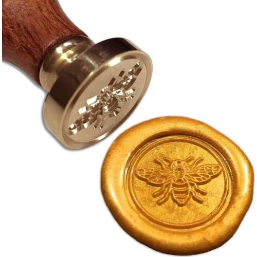 Bee Wax Seal Stamp, Vintage Retro Brass Head Wooden Handle Removable Sealing Stamp,Invitations,wedding