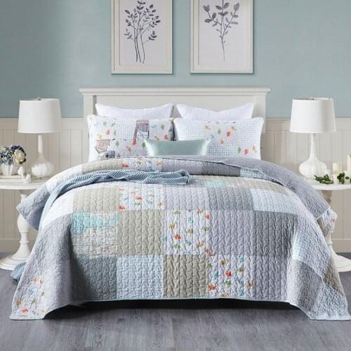 CHAUSUB Bedspreads For Bed Quilt Set 3pcs Cotton Quilts Patchwork Coverlet Quilted Bed Cover King Queen Size Summer Blanket