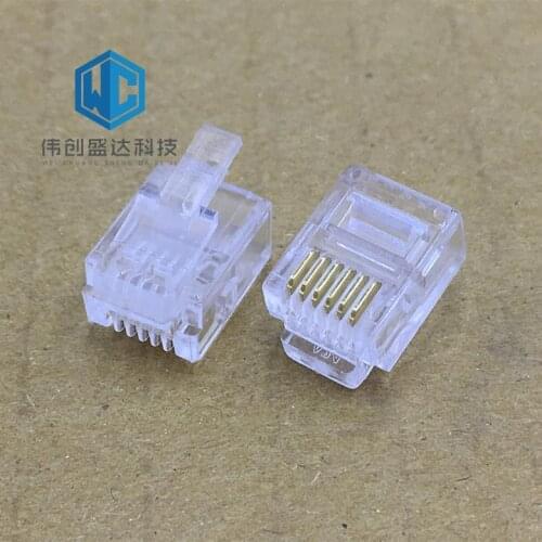 Gold-plated 6-core telephone Crystal Head Pure copper RJ12 six-cell Crystal Head 6P6C telephone line crystal head 95001