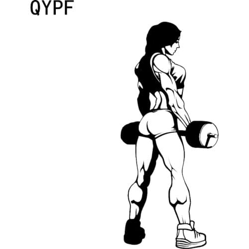 QYPF 7.2*16.8CM Coolest Deauty Female Muscle Fitness Training Decor Car Sticker Reflective Vinyl C16-0342