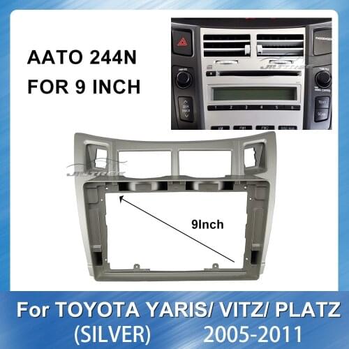 Car Radio Audio Big Screen Fascia Frame Adapter for TOYOTA YARIS VITZ PLATZ 2005-2011 SILVER Audio Dash Trim Fascia Panel Kit