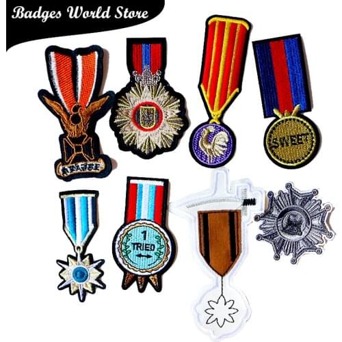 Russian combat commemorative medal icon Decorative Patch Embroidered Applique Patches For DIY Iron on Badges Stickers on clothes