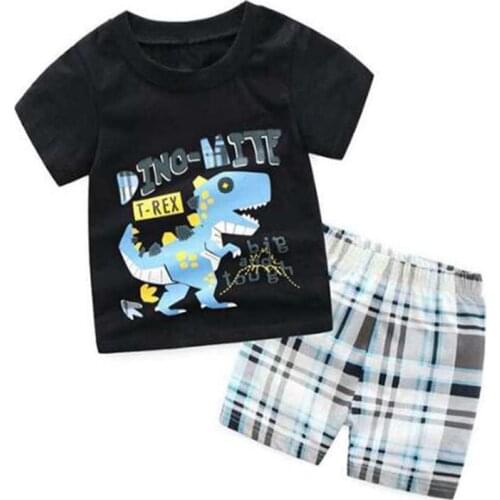 Retail Summer Kids Clothes Nightwear Baby Girls Clothing Short Sleeve Costume Cotton Pajamas Children Dinosaur Sleepwear Pyjamas