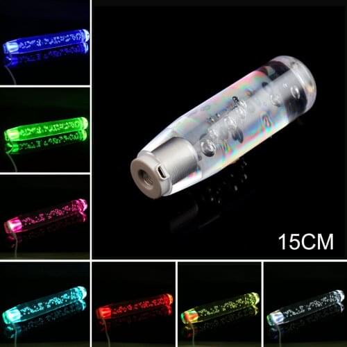 LED Light RGB Shift Knob Stick Crystal Transparent Bubble Gear Shifter10cm/15cm/20cm/25cm/30cm Gradient Shift Knob Universal